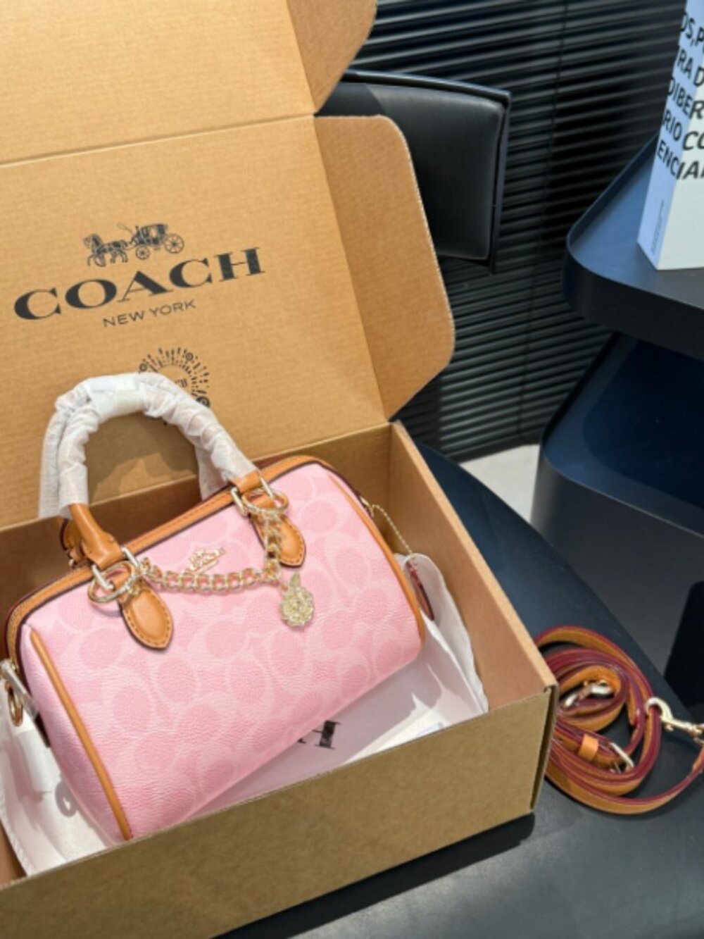 Coach Signature Powder Pink Mini Rowan Crossbody Bag